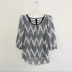 A. Byer | Polka Dot Zig Zag Printed Blouse